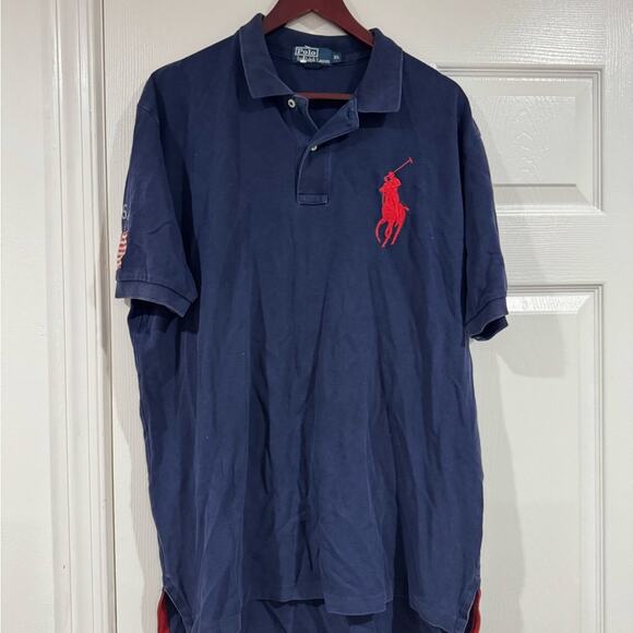Ralph Lauren Men's Polo Shirt in Navy with Red Logo - Picture 1 of 3